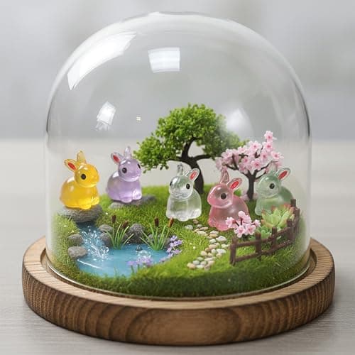 60Pcs Easter Luminous Mini Resin Bunny, Mini Resin Animal Figures Rabbits for Fairy Garden Dollhouse Decor Easter Egg Fillers Party Favors Supplies (6 Colors) thumbnail 2