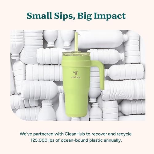 Reduce 24 oz Stainless Steel Tumbler with Handle - Dual-Wall Vacuum Insulated Travel Mug, Sweat-Proof Lid & Reusable Straw - Keeps Drinks Cold for 24 Hrs, Fits Cupholders, Dishwasher Safe -Pina Colada thumbnail 8