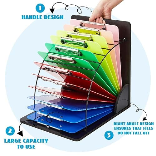 Sintuff 2 Pieces Black Clipboard Holder Wood Metal Clipboard Stand Storage Rack for Teacher Student Home Office (Assembly Required) thumbnail 4