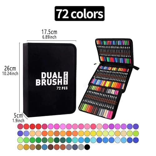 AQTQA Dual Brush Marker Pens, 72 Colors Art Markers Set with Fine and Brush Tip Markers for Adult Coloring Books No Bleeding, Can Be Used for Note Taking Planner Hand Lettering Calligraphy thumbnail 3