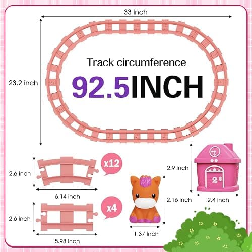 Train Set Toy Toddlers for 1-3 Montessori Learning Matching & Sorting Toys | Learning Toy for Ages 1 2 3 Christmas Birthday Gift Boys Girls (Pink) thumbnail 2