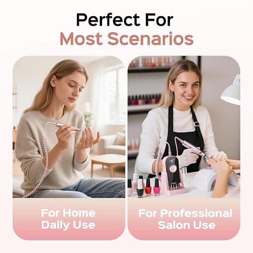 COSLUS Electric Nail Drill Professional: 40000 RPM Rechargeable Nail File with Stand for Acrylic Gel Nails - Stable & Smooth Grinding, Easy to Use, Ideal for Beginners Women, Home DIY and Salon, Pink thumbnail 8