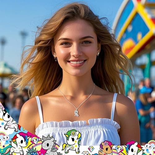 Tokidoki Unicorno 14K Gold Plated Necklace Bracelet Earring Official Licensed Jewelry Trendy Accessory Cubic Zirconia Necklace Bracelet Earring Gift for Women thumbnail 5