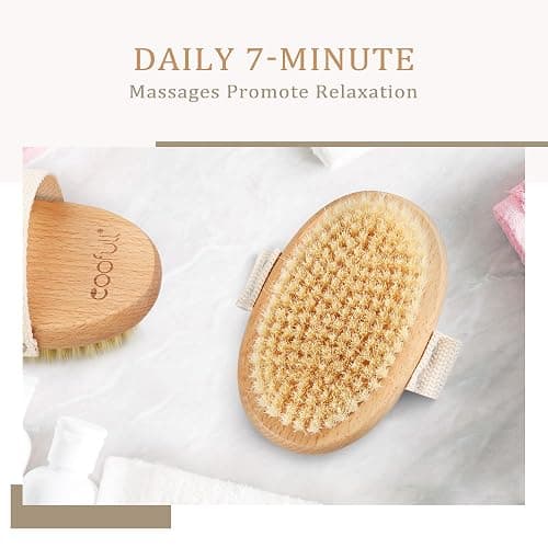 Brosse à sec pour le corps, Brosse exfoliante physique, Brosse masseuse pour le drainage lymphatique, Brosses anti-cellulite, Bois de hêtre naturel, 100% poils de sanglier (A) thumbnail 4