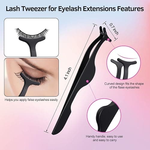 Eyelash Curlers Kit for Women w Lash Curler, Eyelash Comb Seperator, 3 in1 Mascara Brushes, Eyelash Extension Tweezers, Foldable Eyebrow Brush and Comb, 10 Silicone Refills Pads for Natural Eyelashes - EC-02 Kit thumbnail 4