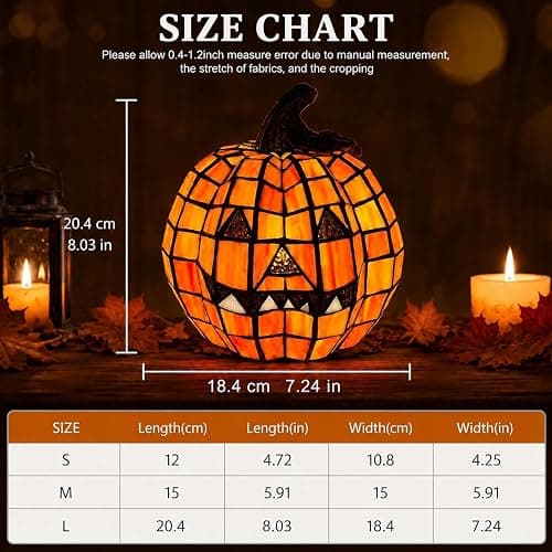Halloween Lamp Stained Glass Pumpkin Lamp Tiffany Style Halloween Decorations for Home HolidayParty (Large Spooky Bat) thumbnail 7