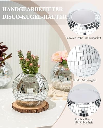 RGBDOT Silber Disco Ball Pen & Make-up Pinsel Organizer - 10,2 cm Schreibtischzubehör thumbnail 2