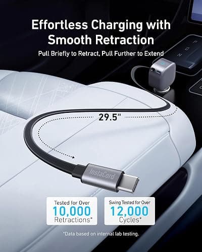 Anker Retractable USB-C Car Charger, 75W Max Fast Charging with Built-in Retractable Cable Car Adapter, Car Accessories for iPhone 17/16 Series, Galaxy S25/S24, MacBook Pro/Air, iPad, and More thumbnail 4