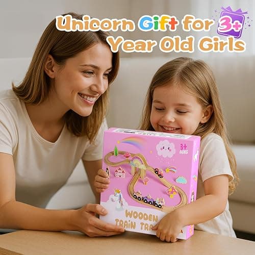 Unicorn Wooden Train Set for Toddler Girls Ages 2-4 Magical Fairy 38 Pcs Toddler Girl Toys with Railway Track Fantasy Toys for Girls 3-5 Year Old Kids thumbnail 7