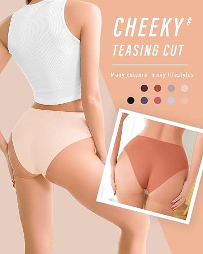 UNDER THE SEA Seamless Underwear for Women Mid Rise Brief Sexy No Show Bikini Panties Womens Cheeky 5 Pack XS-XL… thumbnail 4