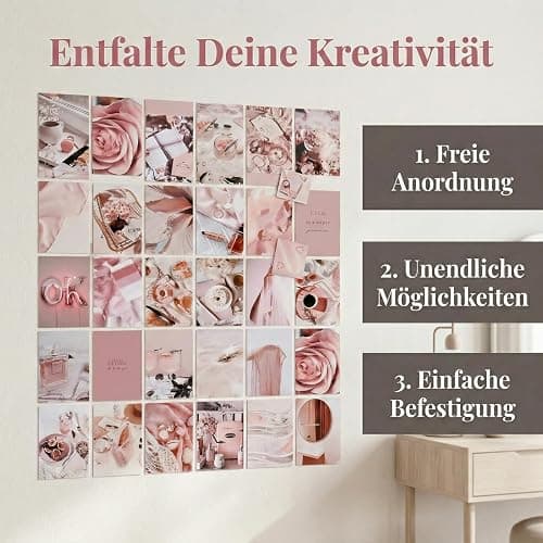 Volumoon 50 PCS Pink Aesthetic Wall Collage Kit, Vintage Trendy Coquette Posters, Cute Collage Picture Set, Clean Girl Room Decor for Teen Girls Bedroom Dorm Wall Art thumbnail 5