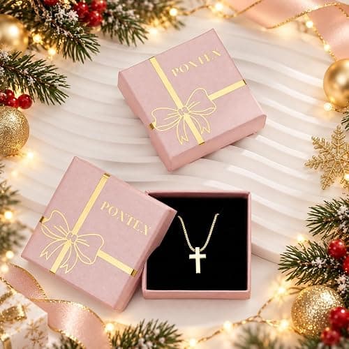 Poxtex Cross Necklace for Women Teen Girls, Dainty 14K Gold Silver Plated Cross Choker Jewelry Non Tarnish Waterproof Cute Simple Small Necklace Christian Baptism Religious Faith Jewelry Gifts thumbnail 8