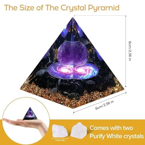 Hopeseed Orgone Pyramid for Positive Energy, Orgonite Amethyst&Obsidian Healing Crystal Pyramids for Reduce Stress Chakra Reiki Healing Meditation Attracts Lucky and Success thumbnail 2