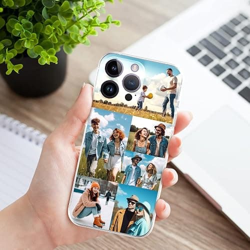 ABCJOJO Personalized Custom Phone Case for iPhone 17 16 15 14 13 12 11 Pro Max Mini Plus XR X Xs, Design Your Own Picture Phone Case, Scratch Resistant, Birthday Gift for Family and Friends(6 Photos) thumbnail 5