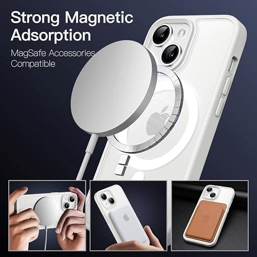 JETech Magnetic Case for iPhone 13 6.1-Inch Compatible with MagSafe, Translucent Matte Back Slim Shockproof Phone Cover (Starlight) thumbnail 3