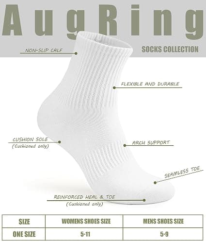 AugRing Women Crew Socks Casual Athletic Gym Running Cozy Cotton Calf Socks For Women 3-6 Pack Size 5-11 thumbnail 6
