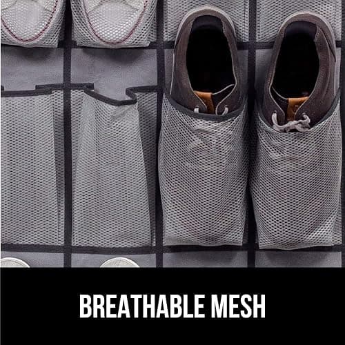 GORILLA GRIP Over the Door Shoe Organizer, 24 Large Breathable Mesh Pockets, Space Saving Hanging Storage Holder, Closet Rack Hanger Holds Up to 40 lbs, Hangs on Closets for Shoes, Accessories, Gray thumbnail 7