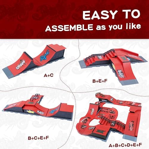 Gr8ware Finger Skateboard Ramp Set, 6 in 1 Plus 11 Buffer Plates Mini Skatepark for Fingerboard, Figure Boarding Skate Park, Fingerboard Skatepark Halfpipe Obstacle Deck for Holiday Party Favors thumbnail 5
