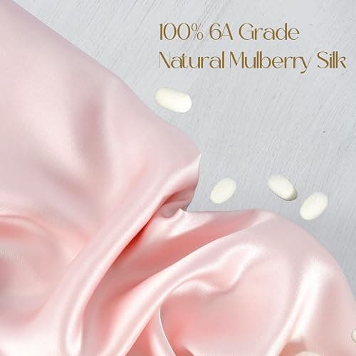 ZIMASILK 100% Pure Mulberry Silk Pillowcase for Hair and Skin Health,Soft and Smooth,Both Sides Premium Grade 6A Silk,600 Thread Count,with Hidden Zipper,1pc (Queen 20''x30'',Pink) thumbnail 2