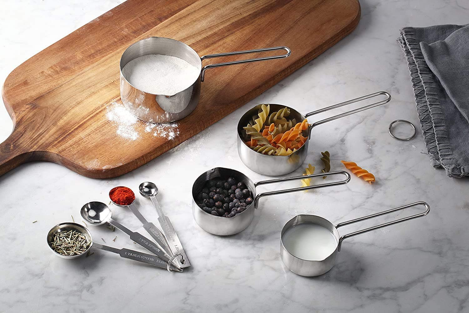 INKULTURE Stainless Steel Measuring Cups & Spoon Combo for Dry or Liquid/Kitchen Gadgets for Cooking & Baking Cakes/Measuring Cup Set Combo with Handles (Set of 4 Cups & 4 Spoons) thumbnail 4