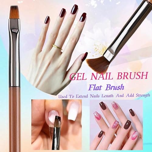 5Pcs Nail Art Liner Brushes, Liner Brush for Nails Gel, Thin Nail Art Brush, Sizes 7/9/11/15/25 mm, 3Pcs Nail Art Clean Up Brushes for Nail Design Painting DIY and Clean Polish Mistake On The Cuticles thumbnail 2