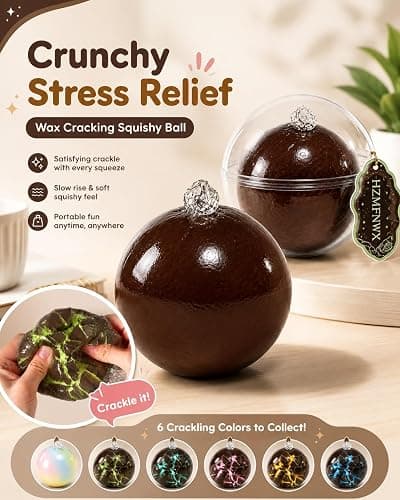 Wax Cracking Squishy Stress Ball, Slow Rising Crunchy Crackable Fidget Sensory Toy, Cracking Wax Ball Squishies, Soft Chocolate Moldable Stress Balls with Crackable Texture(Chocolate-Yellow) thumbnail 3