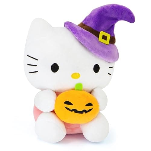 7-Inch Halloween Pumpkin Cat Plush, Soft and Cute Kitty Stuffed Animal, Adorable Halloween Decoration and Gift (Purple) thumbnail 2