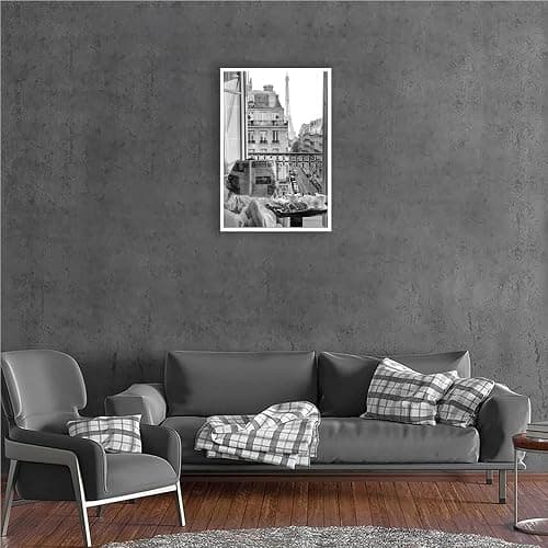 Vintage Girl Reading Newspaper Poster Eiffel Tower View Canvas Wall Art Retro Black And White Feminist Room Aesthetic Prints Painting For Home Bedroom Dorm Apartment Wall Decor 12x16in Unframed thumbnail 6
