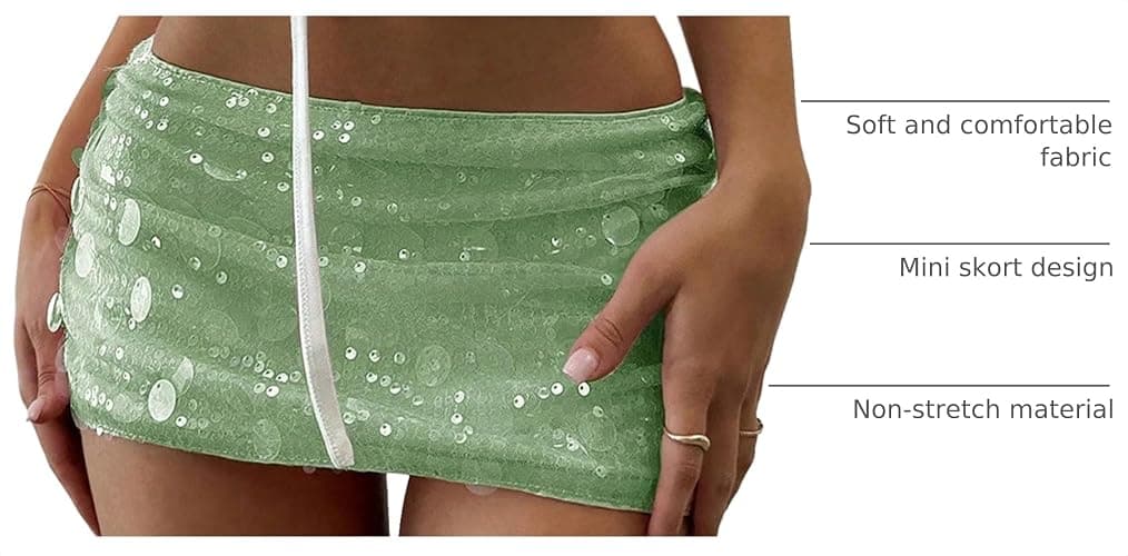 Floerns Women's Sequin Low Waist Mini Skorts Night Out Skirt Shorts | Low Waist, Sequin, Sparkly Mini Skort, Built-in Shorts, Rave, Concert, Club, Going Out Outfits thumbnail 4