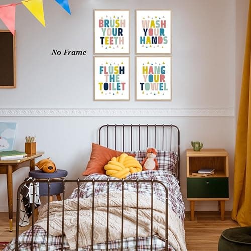 Boat Wades Bathroom Kids Decor Wall Art Unframed,Bathroom Wall Decor Kids 8x10 Inches Set Of 4,Colorful Kid Toilet Posters Prints Pictures thumbnail 2