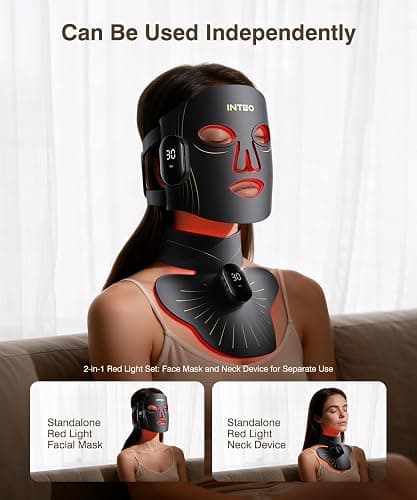 Red Light Therapy for Face and Neck, 4 Modes Cordless Face Mask Light Therapy with Neck Masks, 850nm Infrared & Red Light Mask, 2000mAh Rechargeable Light Therapy Skin Care at Home (680 Beads) thumbnail 4