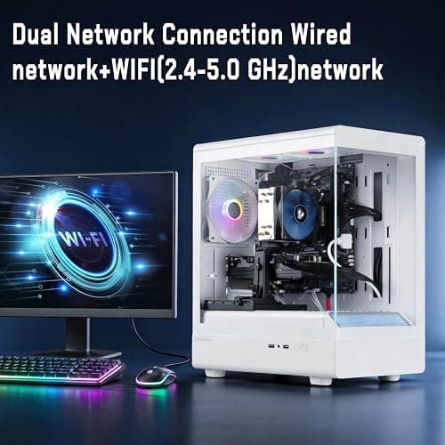 GPVHOSO Prebuilt Gaming PC Desktop, Intel i7-4770, GTX 1050 Ti 4G, 16GB RAM, 512GB SSD, Windows 11 Home, Casual Gaming & Home Office, White Tower thumbnail 5