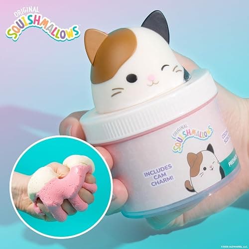 Original Squishmallows Cam The Cat Premium Cloud Slime, Coconut-Scented, 8 oz., Storage Container with Figurine Topper, Rubber Charm, Goodie Bags Stuffers, Kids Party Favors, Sensory Toys thumbnail 5