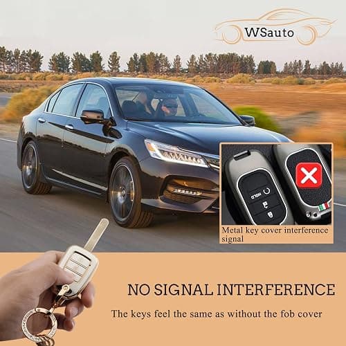 WSAuto Key Fob Cover with Metal Keychain Compatible with Honda Accord Civic CRV HRV Accessories Soft TPU Protection Case Shell White 4Buttons thumbnail 4