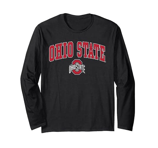 Ohio State Buckeyes Arch Over Logo Black Officially Licensed Long Sleeve T-Shirt - Image 1