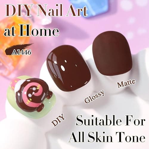 Double Rhythm 15ML Dark Brown Gel Polish Pure Sheer Same Color Same Bottle Soak Off Gel Polish Art Manicure Salon DIY at Home for Women (Deep Brown-A1446) thumbnail 5