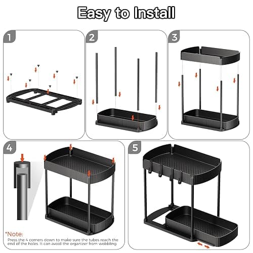Ukeetap Multi-Purpose Pull-Out Storage Organizers, Under Sink/Cabinet Organizers and Storage for Bathroom & Kitchen, Black, 12.8 Inches, 2 Packs thumbnail 7