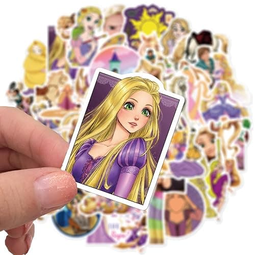 50Pcs Mixed Cartoon Tangled Stickers Gifts for Kids Girl Laptop, Cute Waterproof Vinyl Cartoon Rapunzel Decal for Teen Water Bottle Bike Guitar Phone Skateboard Luggage (Tangled) thumbnail 3