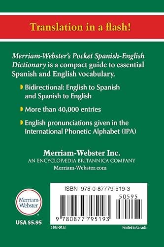 Merriam-Webster's Pocket Spanish-English Dictionary, Newest Edition, (Flexible Paperback) thumbnail 2