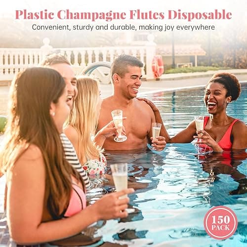 SUREHOME Plastic Champagne Flutes 40 Pack Disposable Champagne Glasses 5oz Clear Plastic Mimosa Glasses Wedding Cocktail Cups Bulk for New Years Eve Party Supplies 2025 Engagement Birthday Decorations thumbnail 5