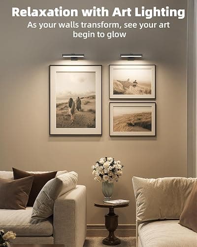 EZVALO Picture Light for Wall, Rechargeable 2400mAh Battery Lights Wireless with IR Remote, 3 Color & Dimmable Magnetic 7.8'' LED Lights Display for Painting, Living Room, Gallery, Bedroom(Black-3P) thumbnail 9