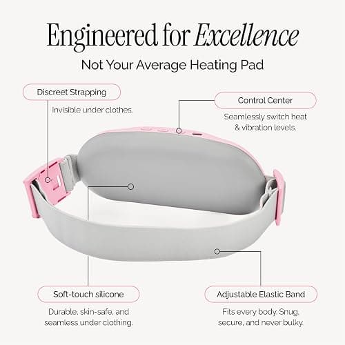 Menstrual Heating Pad for Period Cramps – Portable Heating Pad for Period Cramps Relief with Heat & Massage, Wearable Cordless Warmer for Pain Relief, Rechargeable & Wireless for Women thumbnail 6