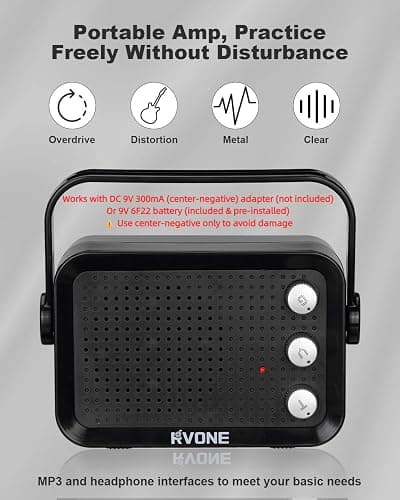 RVONE RST-150 39" Beginner Electric Guitar Kit with Amp & HSS Pickups | Complete Starter Set for Newcomers w/Essentials | Gig Bag, Extra Strings, Digital Tuner, Capo, Strap | Home Practice (Black) thumbnail 6