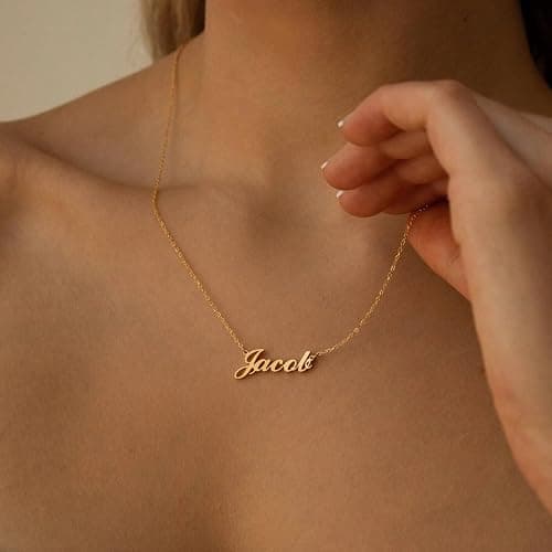 KUKULIKI Custom Tiny Name Necklaces for Women, 18k Gold Plated Delicate Name Necklace Personalized with Curb/Cable Chain, Dainty Birthday Jewelry Gifts for Mom thumbnail 5