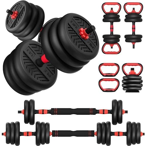 Adjustable Dumbbell, 20/30/40/60/80lbs Dumbbells Set, 4-in-1 Free Weights for Women/Men Workout Equipment Used as Barbell/Kettlebells/Push up Stand for Home Gym - Image 1