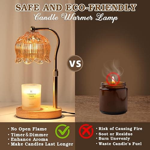 Funistree Christmas Birthday Gifts for Women, Candle Warmer Lamp with Timer & Height Adjustable, House Warming Gift for New Home Essentials, Gift for Mom Her Grandma, Flower Candle Warming Lamp thumbnail 5