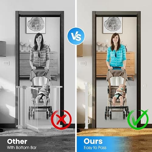 Spaceany Retractable Safety Baby Gate or Mesh Dog Gate,Durable Portable Mesh Retractable Gate,Easy to Use for Stairs, Doorways, Hallways, Indoor, Outdoor, 33.5" Tall, Extends to 55" Wide,White thumbnail 3