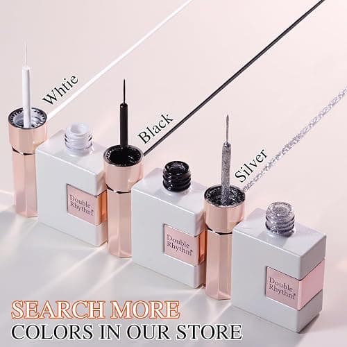 Double Rhythm 15 Ml Metallic Gel Liner Nail Art Bronze Mirror Chrome Painted Drawing Stripper 3D Effect Polish (White Liner Art -L1006) thumbnail 4