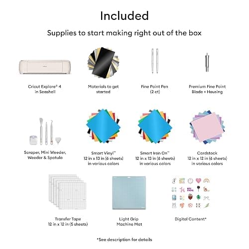 Cricut Explore 4 - Smart Cutting Machine (Seashell) | Engagement Bundle - Includes Smart Vinyl, Cardstock, Transfer Tape, Iron On HTV, Mat, Pens, Tool Kit, & 30 Images in Design Space App thumbnail 2