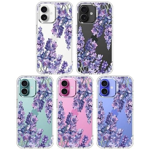 MOSNOVO Case for iPhone 16, [Buffertech 6.6ft Military-Grade Drop Protection] [Anti Peel Off Tech] Clear TPU Bumper Phone Case Cover Design - Lavender thumbnail 3